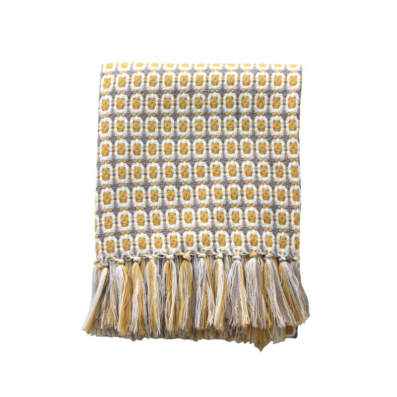 Pastoral Style Yellow Knitted Woolen Blanket