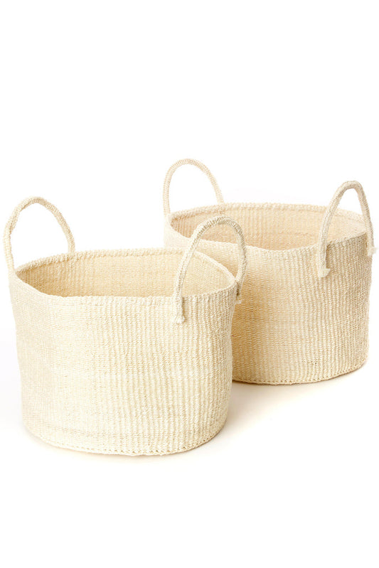 Natural sisal and Fibre African floor storage baskets