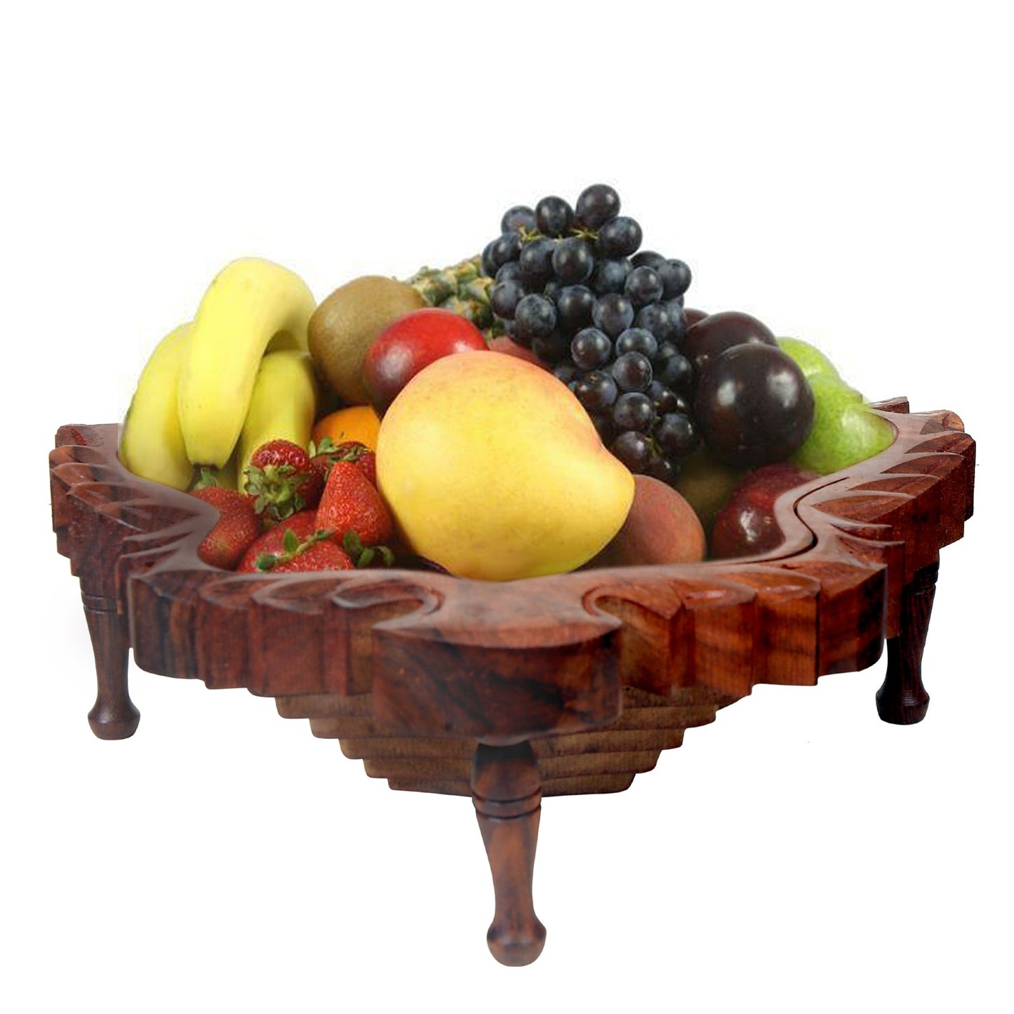 Handmade Collapsible Foldable Wooden Fruit Basket Serving Bowls