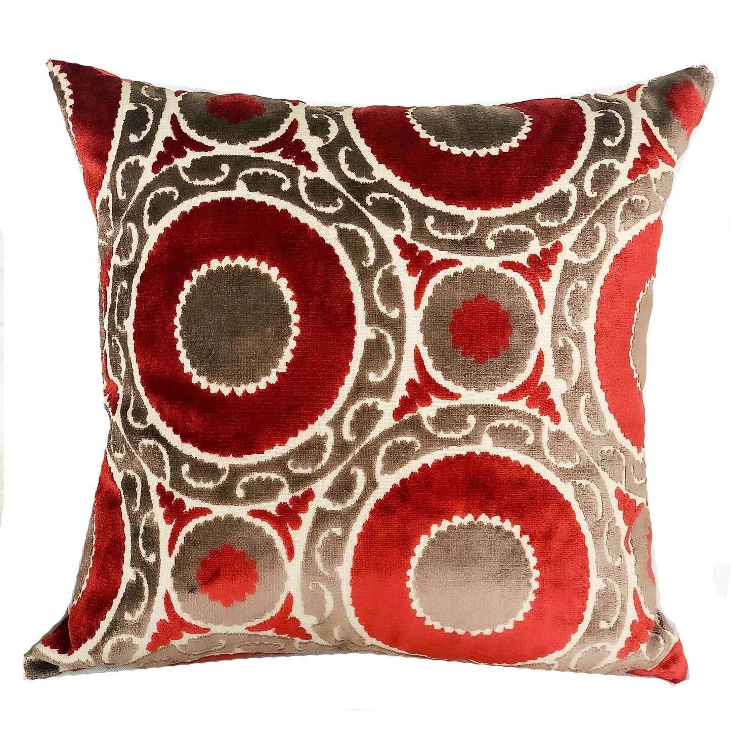 Madeline Red and Brown Handmade Luxury Pillow