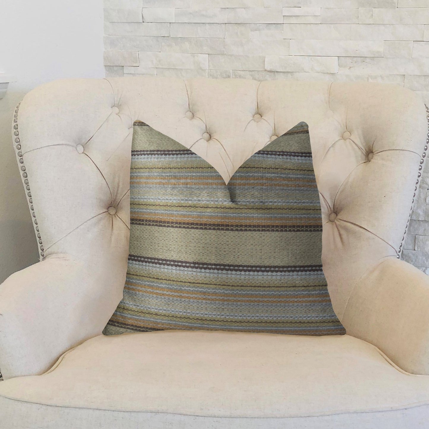 Lexington Park Taupe and Brown Handmade Luxury Pillow