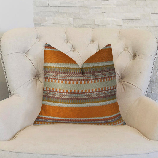 South Shore Amber Orange Olive and Cream Handmade Luxury Pillow