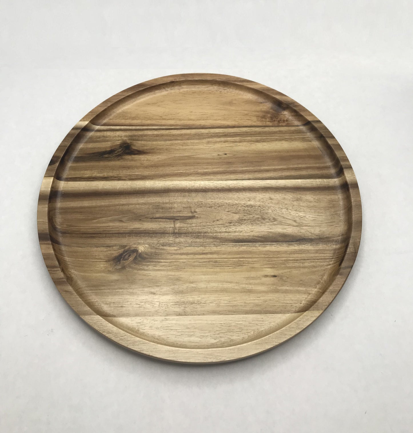 Zavis Green Acacia Wood Round Stackable Plate / Platter 12" | Dishwasher Safe