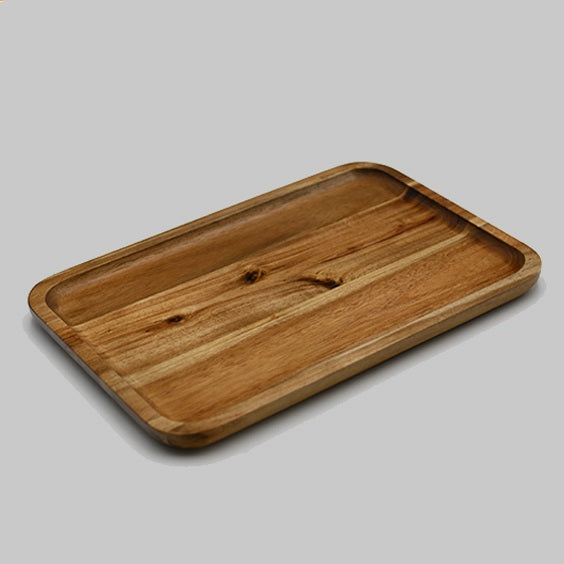 Zavis Green Acacia Wood Serving rectangle Stackable Tray / Dish 12" X 8" | Dishwasher Safe