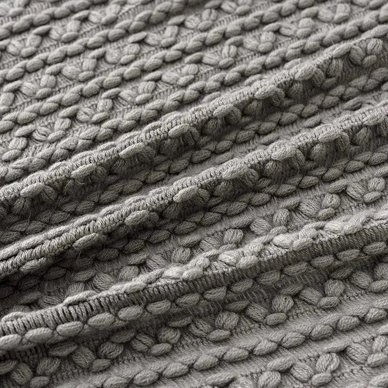 Grey Knitted Throw Blanket