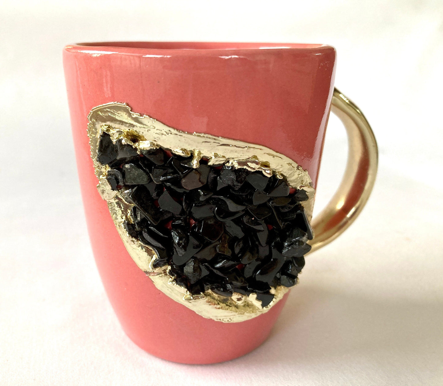 Set of 2 |Pink and Gold Ceramic Coffee/Tea Mug with Black