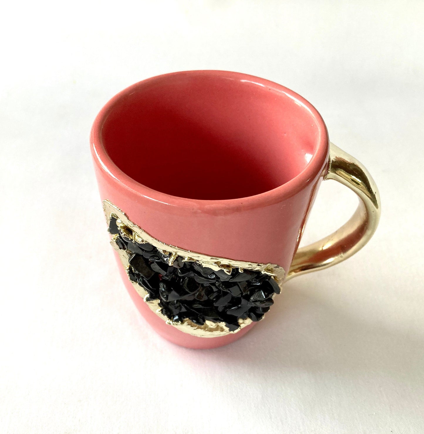 Set of 2 |Pink and Gold Ceramic Coffee/Tea Mug with Black