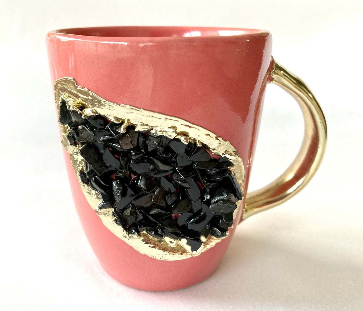 Set of 2 |Pink and Gold Ceramic Coffee/Tea Mug with Black