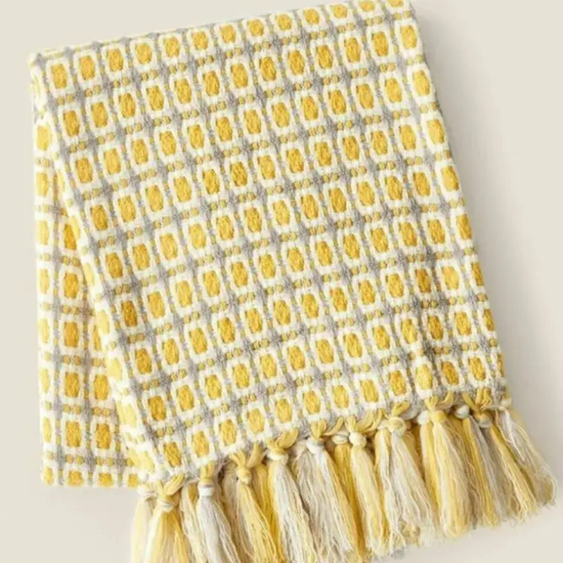 Pastoral Style Yellow Knitted Woolen Blanket