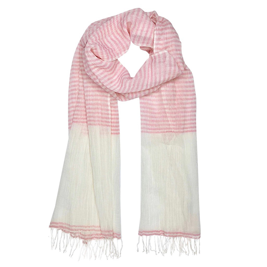 Airy Cotton Stripe Scarf