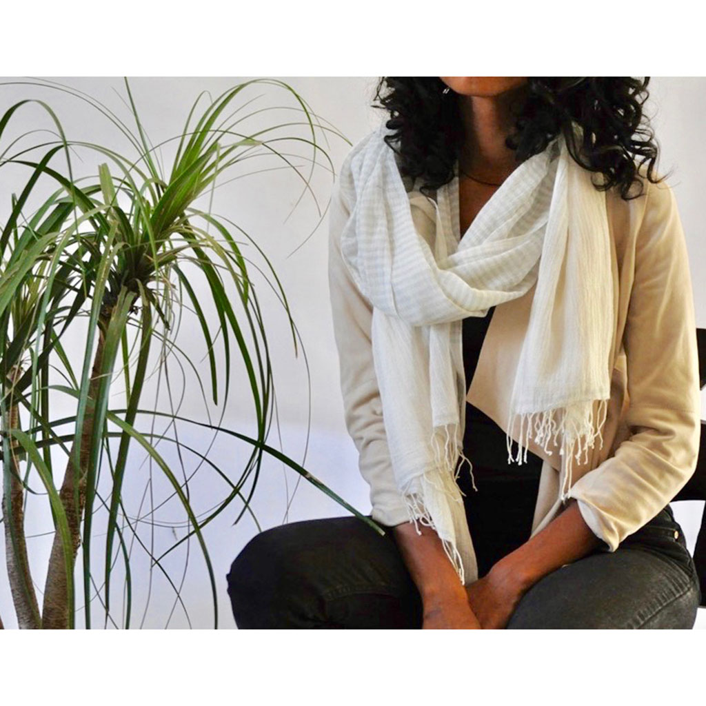 Airy Cotton Stripe Scarf